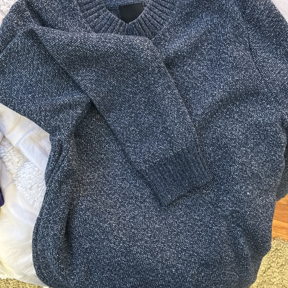 Men wool navy blue and white speckled sweater - Picture 4 of 6